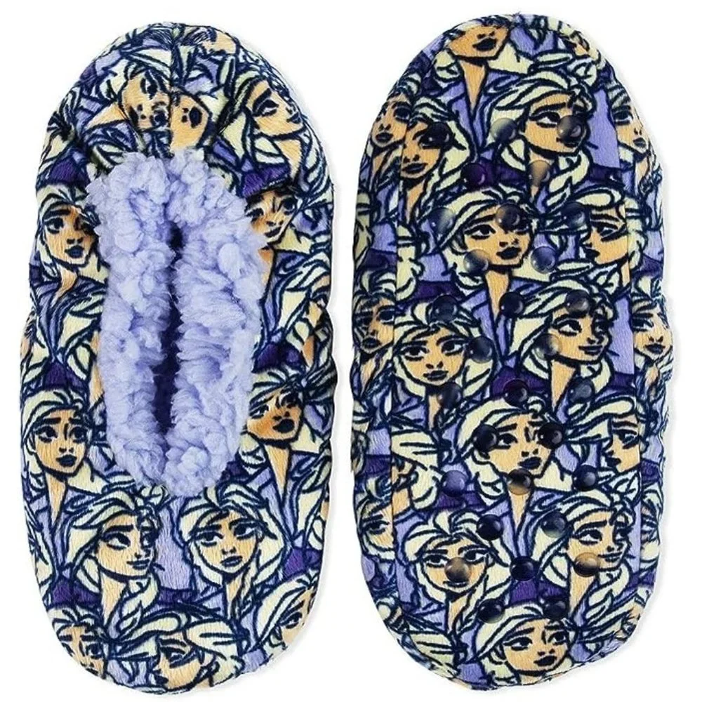 Girls Frozen II Sisters Elsa Fuzzy Babba Slipper Socks Size S/M 8-13 NWT